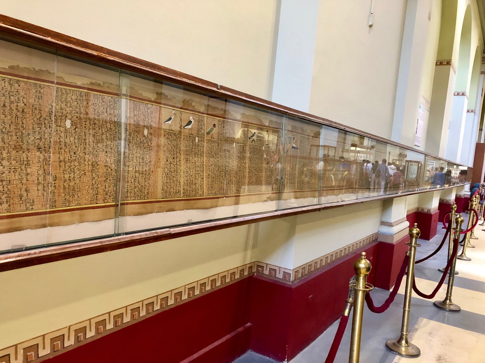 Long papyrus displayed in the Egyptian Museum in Cairo